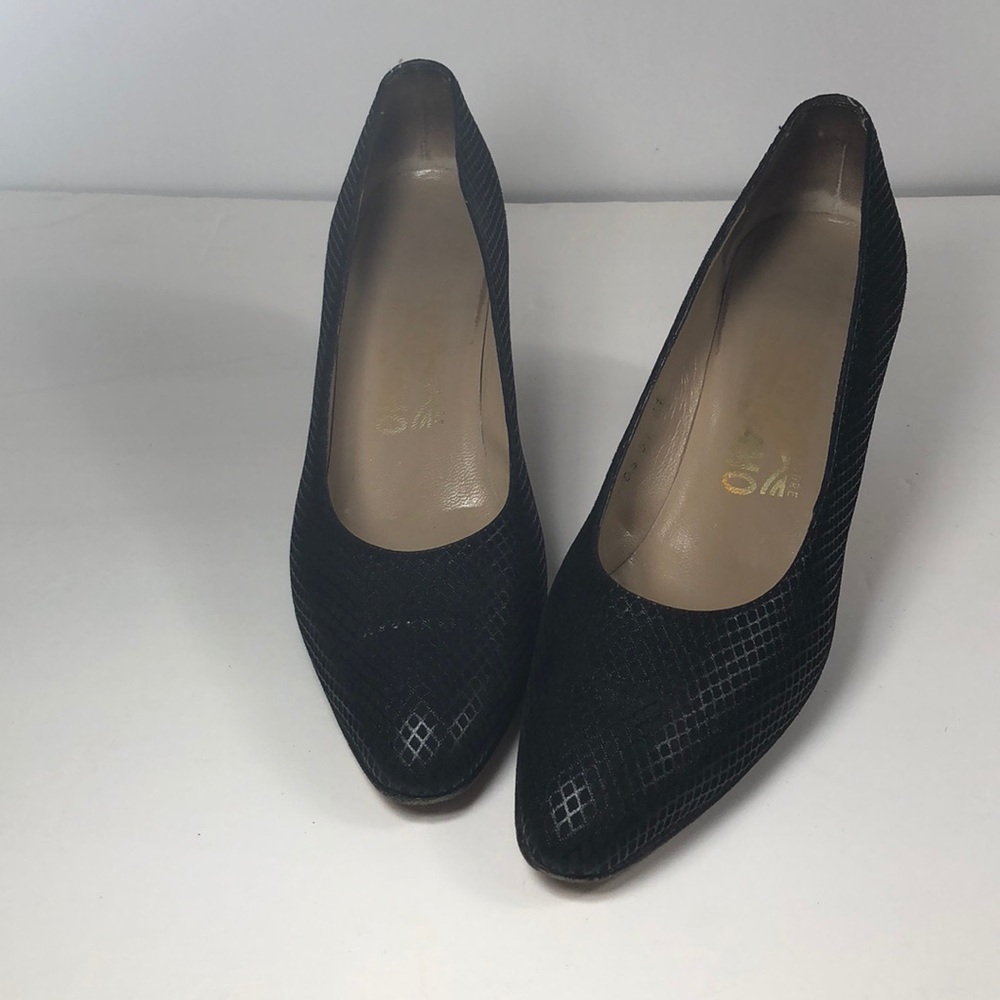 Salvatore Ferragamo Black on Black Metallic Pump